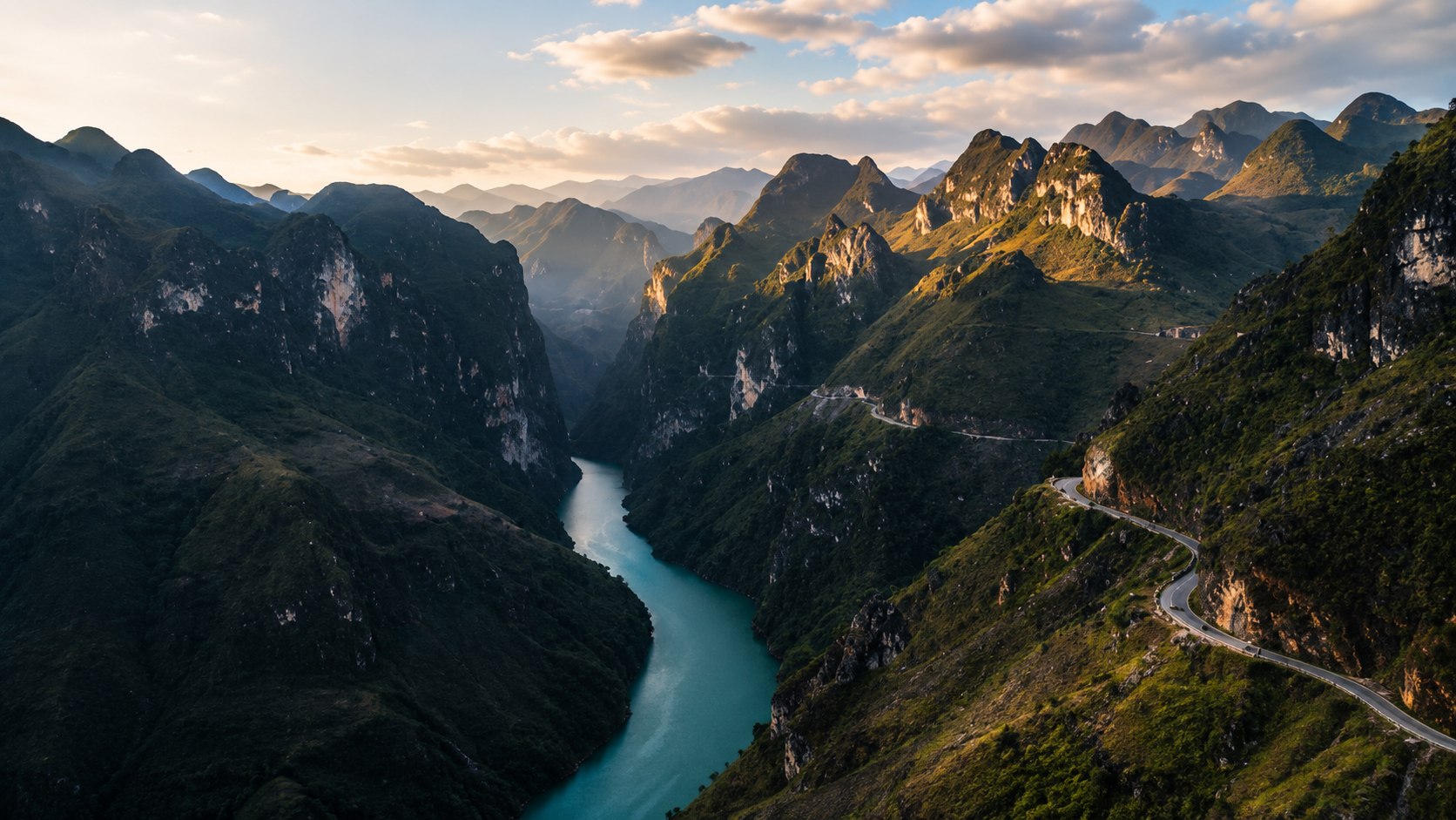 Dramatic winding mountain roads in Ha Giang, Vietnam